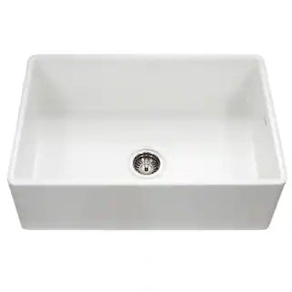Houzer Farmhouse Apron Front 33 inch Fireclay Single Bowl Kitchen Sink, White, PTG-4300 WH | The Home Depot