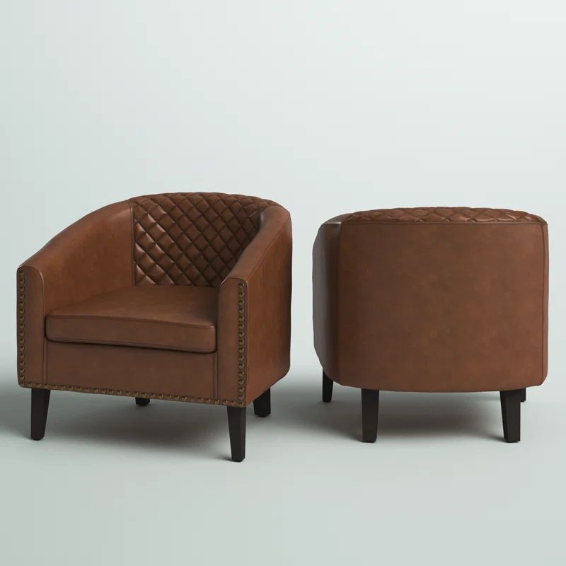 Boney 2- Piece 29" Wide Tufted Faux Leather Barrel Club Chair | Wayfair North America