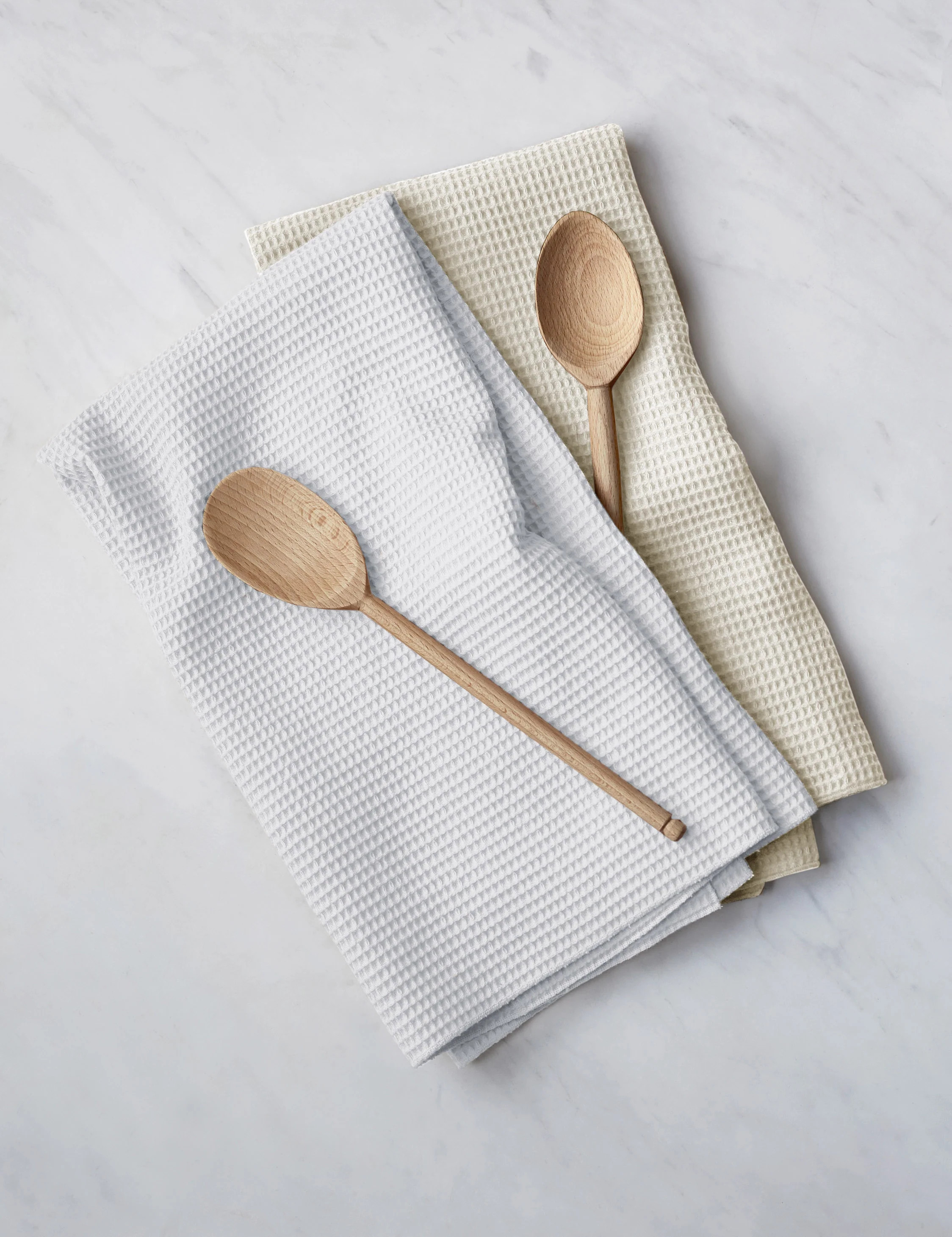 Essential Waffle Kitchen Towels (Set of 2) by Hawkins New York, Ivory + White | Lulu and Georgia 