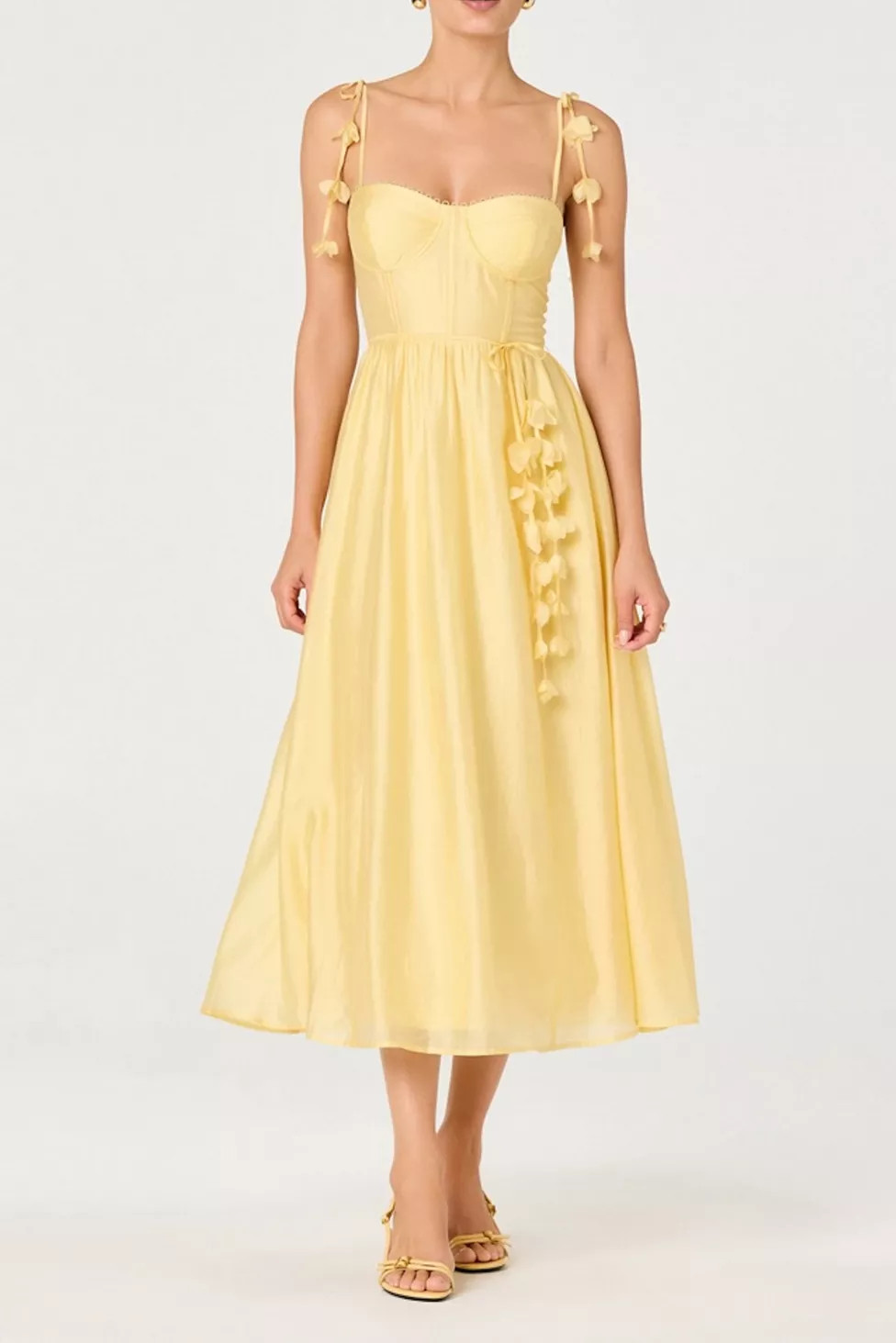 ASTR The Label Halcyon 3D Flower Appliqué Midi Dress | Urban Outfitters (US and RoW)