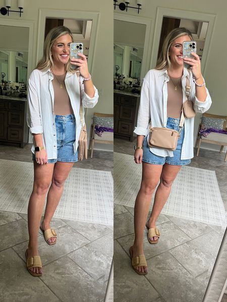 •fav nip covers 10/10. Code MORGBULLARD works for 10% off. ⭐️ smooths under any fitted top or dress! 
•The best skims lookalike bodysuit!!! On sale $23 prime. 10/10. TTS - M in latte 
•fav denim shorts sized up 1 to the size 30 (normally a 29/8).
•sandals  TTS - look just like Sam Edelman for $20

Skims dupe lookalike bodysuit butter soft Pumiey amazon bodysuit size 8 midsize 5” inseam 4” inseam denim shorts kim shorts comfy outfit booB covers silicone covers strapless bra sticky bra sticky boobs cutlets 

#LTKFind #LTKstyletip #LTKunder50