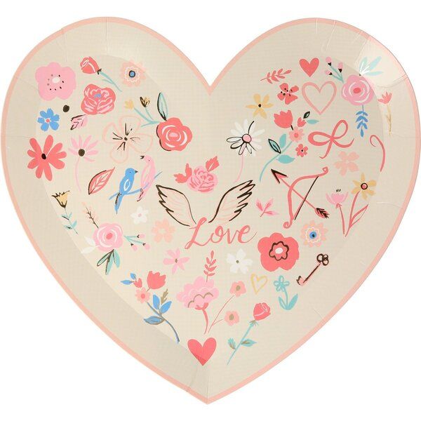 Set of 8 Valentine Heart Die Cut Plates | Maisonette
