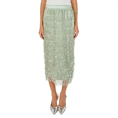 Endless Rose Sequin Tassel Midi Skirt in Blush Pink at Nordstrom, Size Large | Nordstrom