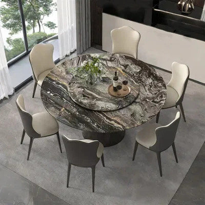 Modern simple marble round dining table set | Wayfair North America