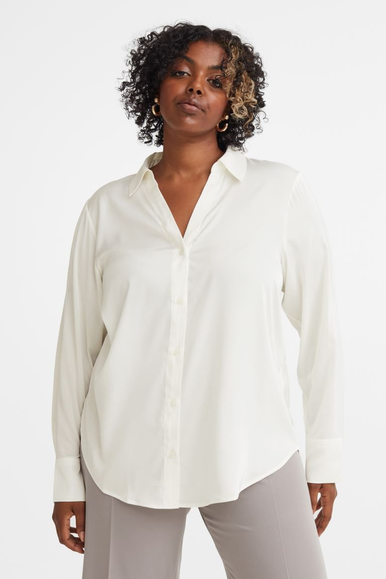 V-neck Blouse - Cream - Ladies | H&M US | H&M (US + CA)
