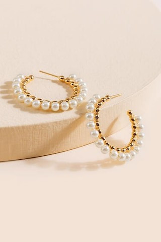 Julia Woven Pearl Hoop Earrings - francesca's | Francesca's