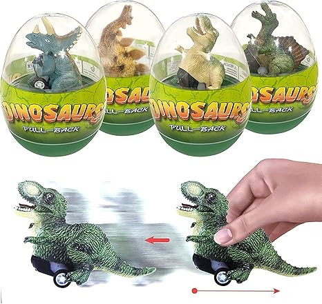 4 Pack Jumbo Dinosour Eggs with Dinosaur Pull Back Cars Dinos Vehicles Toys Inside for Kids Boys ... | Amazon (US)