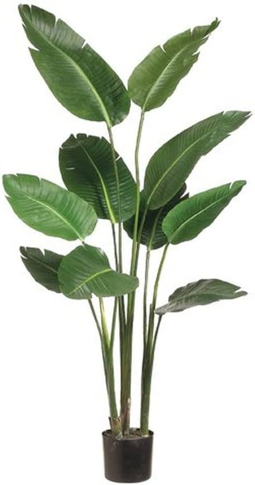 5 Feet Bird of Paradise Artificial Plant, Comes with Black Pot, Large,Vibrant Banana Leaf Design,... | Amazon (US)