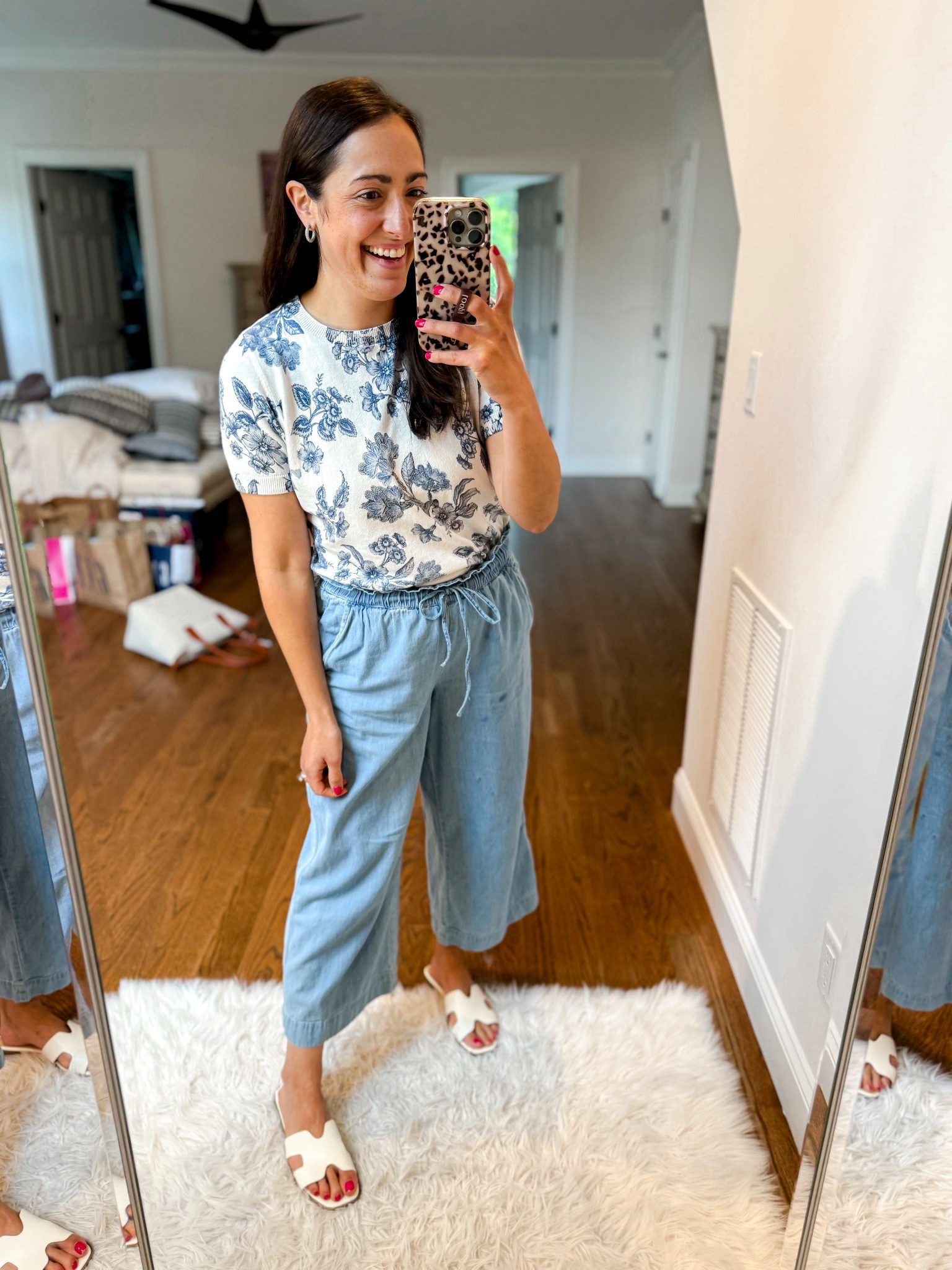 Sweater: small
Pants: small petite 