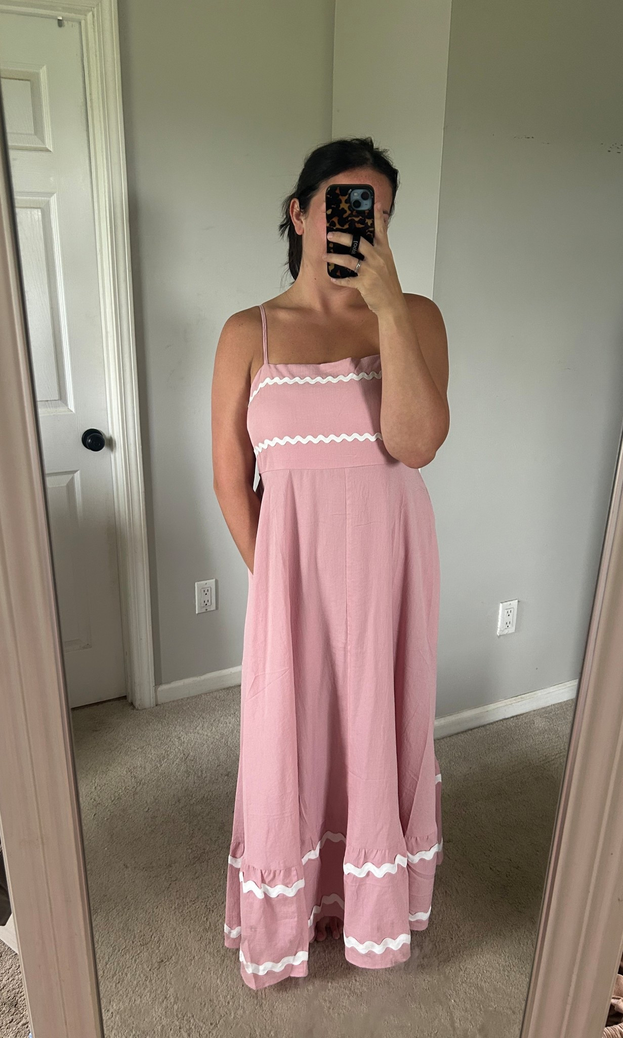 This dress is SO cute and comfortable!
I got mine in a large. 
I’m 5’7 and it is the perfect length!  
Has the smock detail in the back and adjustable straps! The material is so nice and has pockets!! 
This dress is from Amazon!

#LTKMidsize #LTKWedding #LTKFindsUnder50