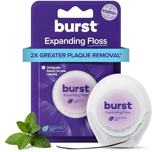 BURST Expanding Dental Floss (Mint Eucalyptus/40 Yards) | Stain Absorbing & Woven Tooth Floss with Xylitol Coating to Fight Cavities | Vegan | Paraben Free Expanding Floss | Amazon (US)