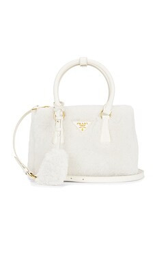 FWRD Renew Prada Fur Saffiano Handbag in White from Revolve.com | Revolve Clothing (Global)