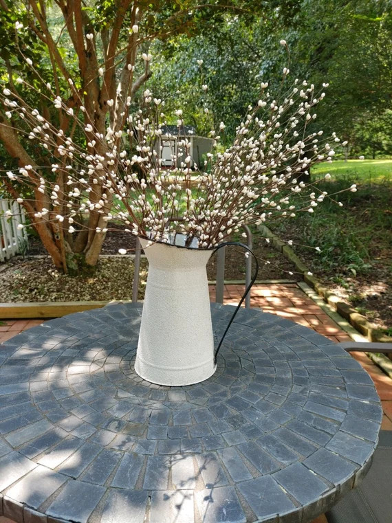 French Country Cottage Chic Autumn Farmhouse Pitcher Distressed Textured Cream-Colored Fall Cente... | Etsy (US)