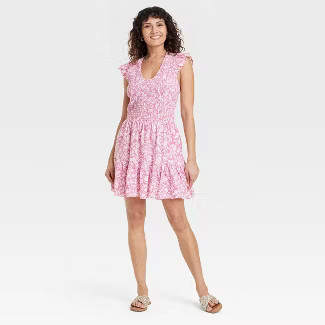 Women's Ruffle Short Sleeve Smocked Dress - Universal Thread™ | Target