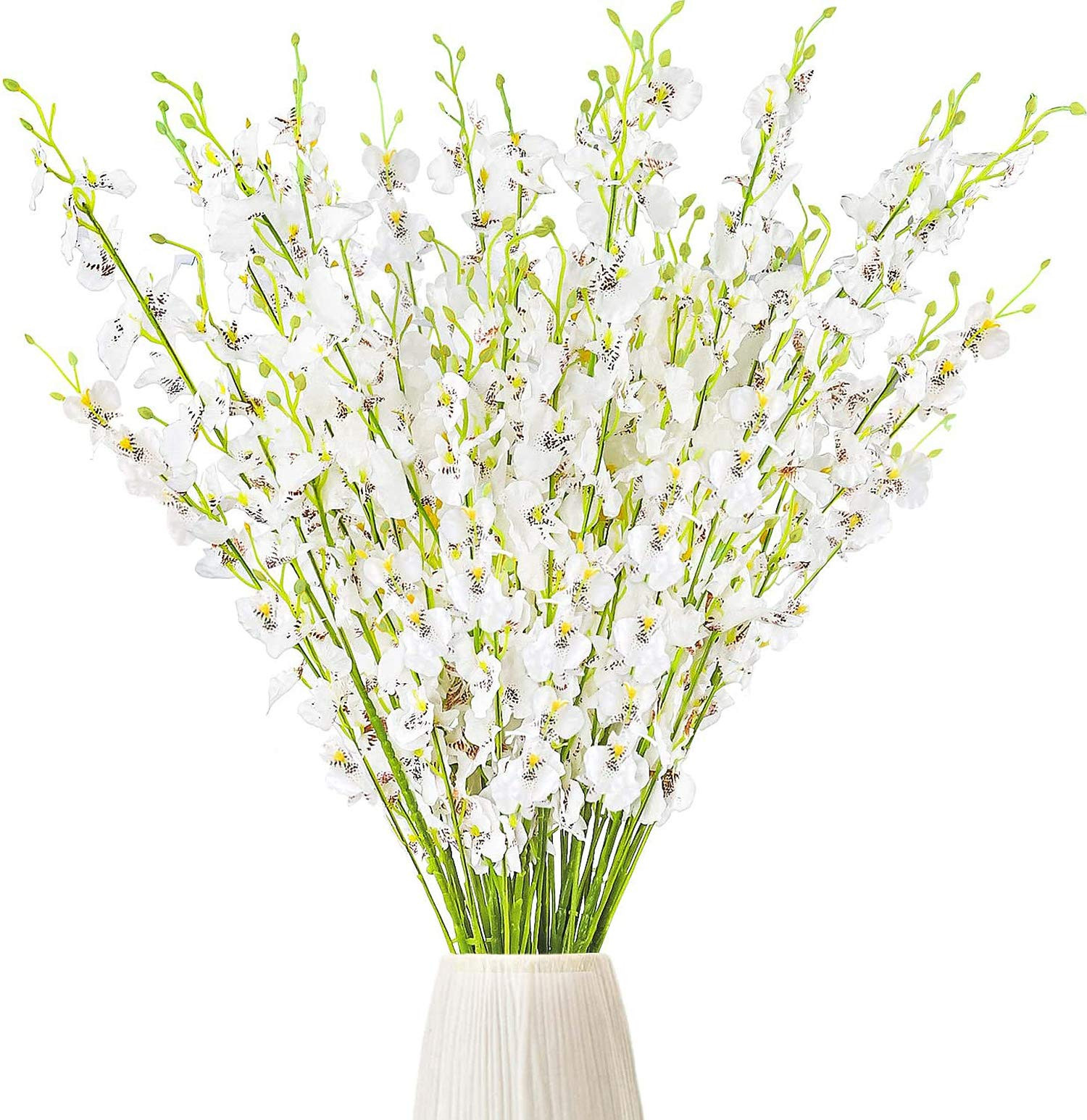 CEWOR 15pcs Artificial Orchids Flowers Silk Fake Flowers Faux White Dancing Lady Orchids Stems De... | Amazon (US)