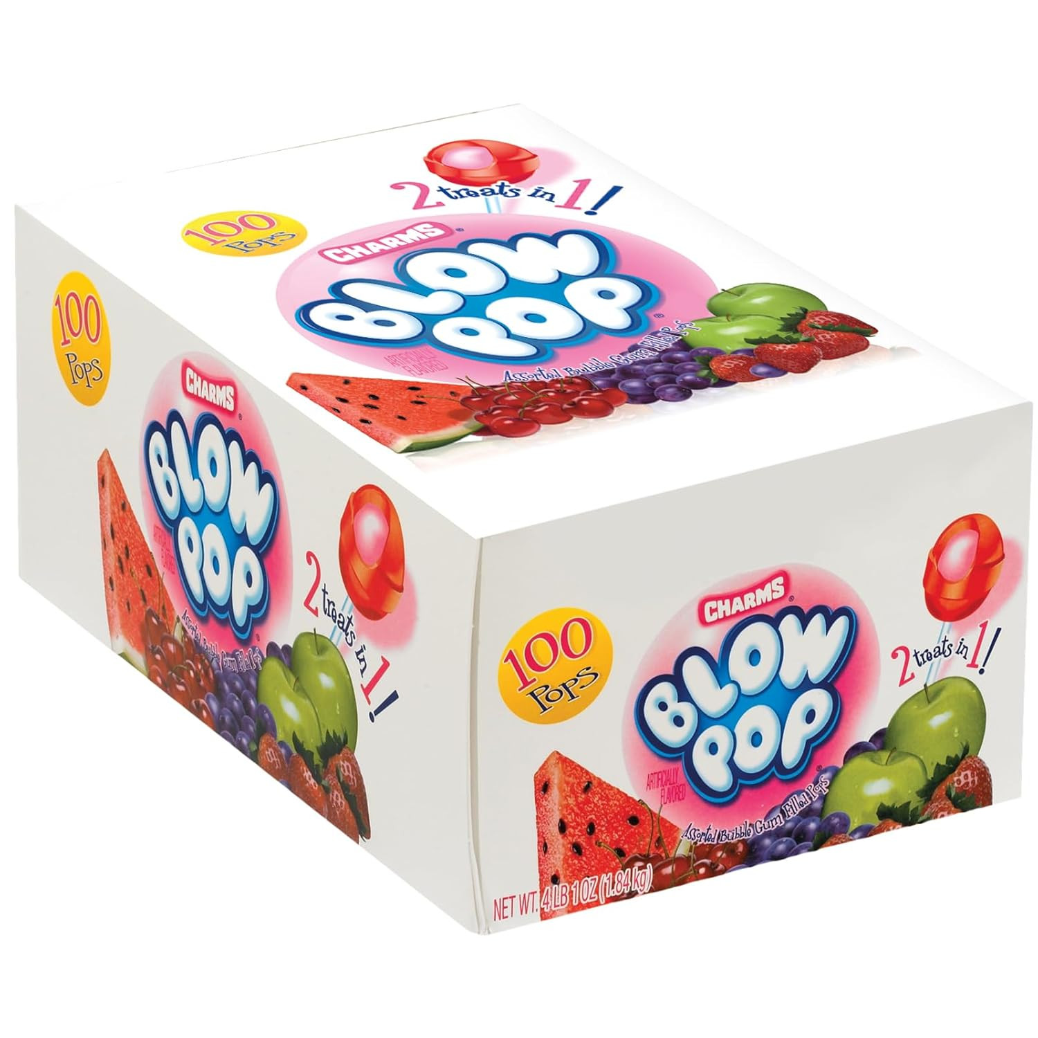 Charms Blow Pops, Assorted Flavors, 100-Count, 4lb 1oz Box | Amazon (US)