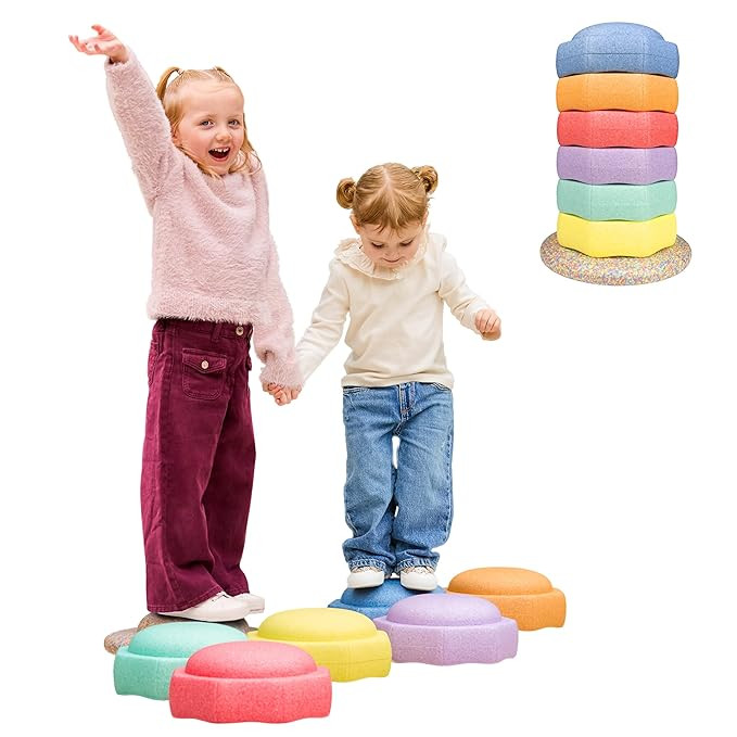 Nuby Stepping Stones StepPebbles with Balance Board - Montessori-Inspired Sensory Play - Stack, S... | Amazon (US)