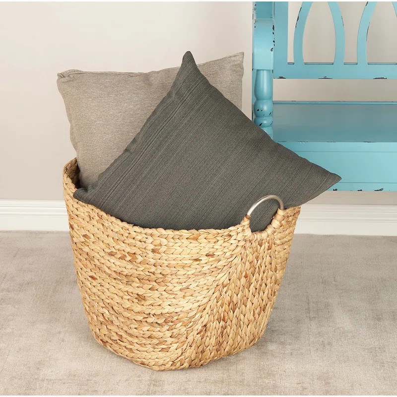 Seagrass Handmade Woven Decorative and Functional Storage Basket with Ring Metal HandlesSee More ... | Wayfair North America
