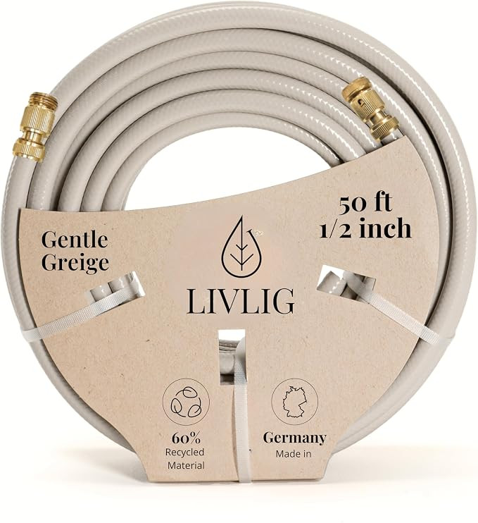 LIVLIG Garden Hose Set 1/2 inch, 50 ft with Brass Quick Connect Nozzle Set Water Hose Made in Ger... | Amazon (US)
