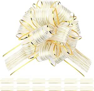 WILLBOND 20 Pieces Pull Bow Gift Wrapping Pull Bow Ribbon Pull Bows for Christmas Wedding Baskets... | Amazon (US)