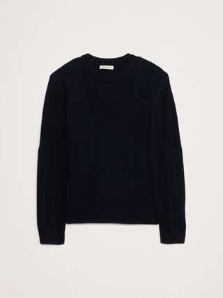 Cotton-Merino Waffle Patch Sweater | Banana Republic (US)