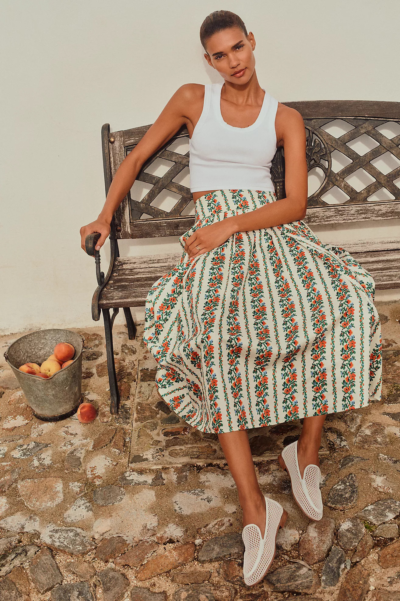 THE GREAT. Cotton Regency Midi Skirt | Anthropologie (US)