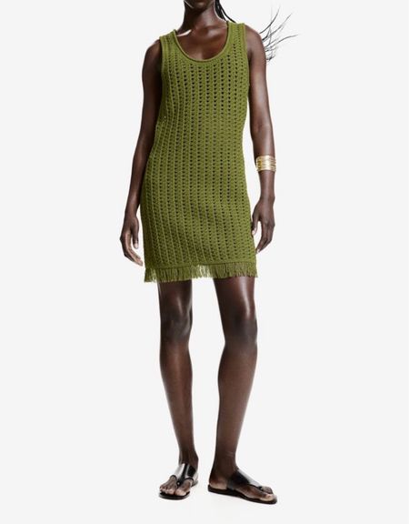 Green crochet knit fringe dress - swimsuit cover up 

#LTKstyletip #LTKfindsunder100 #LTKSeasonal