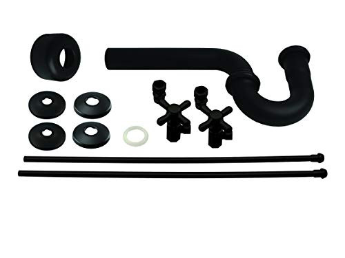 Westbrass Traditional Pedestal Lavatory Kit with Cross Handles, Matte Black, D1838L-62 | Amazon (US)