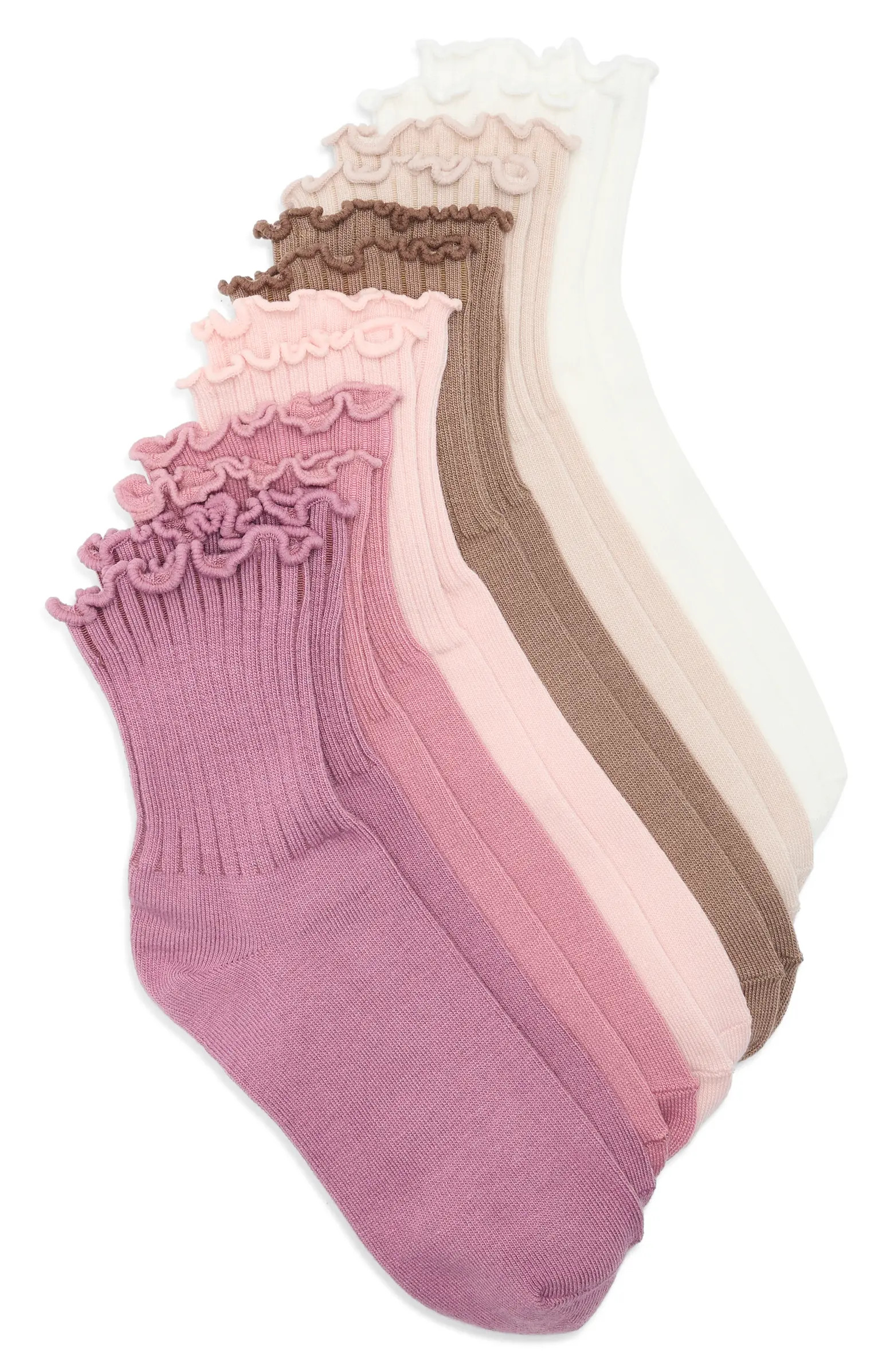 YOGALICIOUS 6-Pack Ruffle Edge Crew Socks | Nordstromrack | Nordstrom Rack