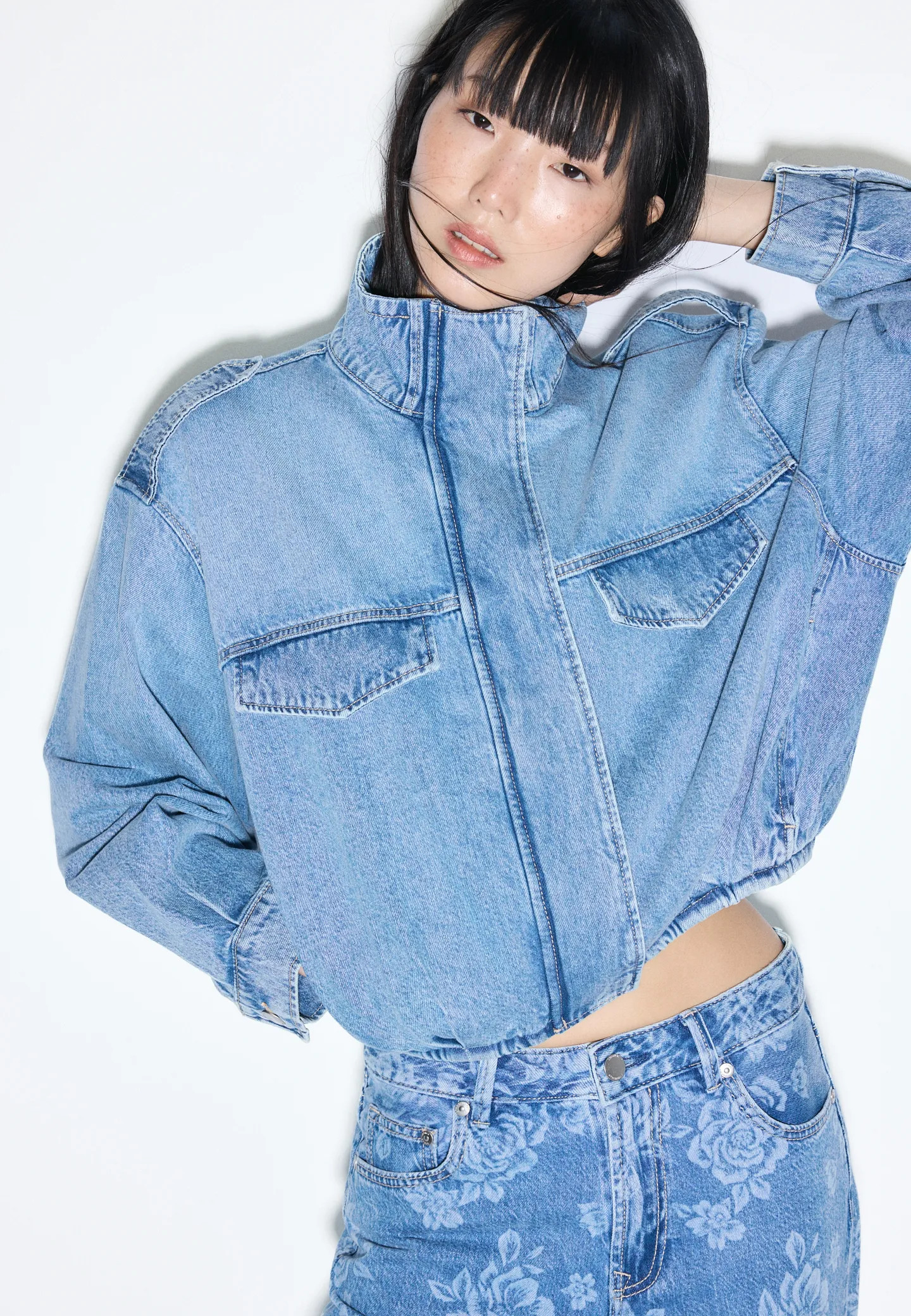 Balloon denim jacket - Women's See all | Stradivarius United Kingdom | Stradivarius (UK)