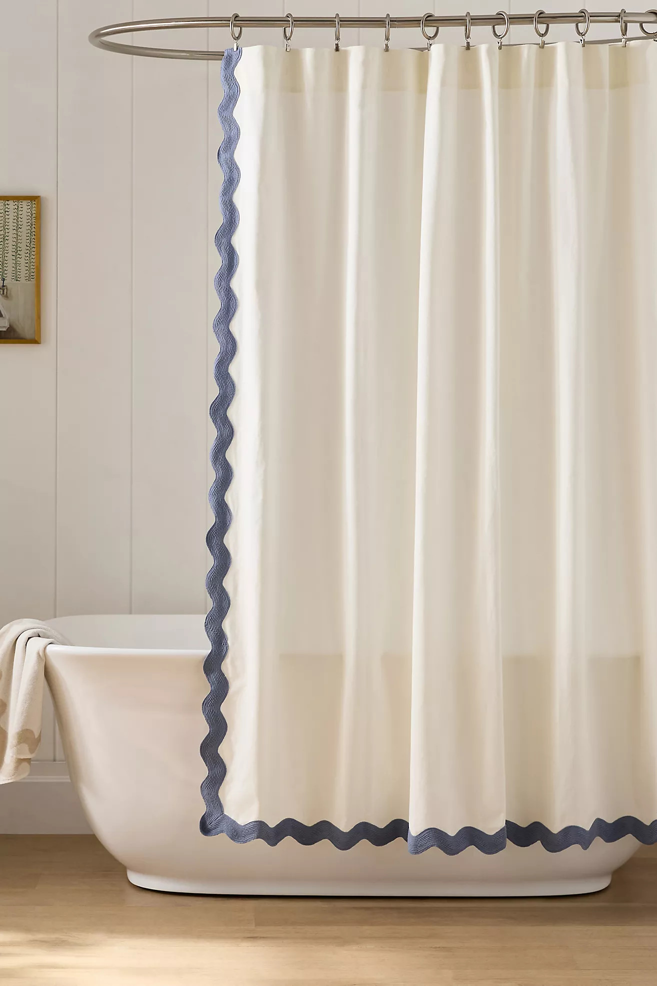 Maeve by Anthropologie Embroidered Scalloped Cotton Shower Curtain | Anthropologie (US)