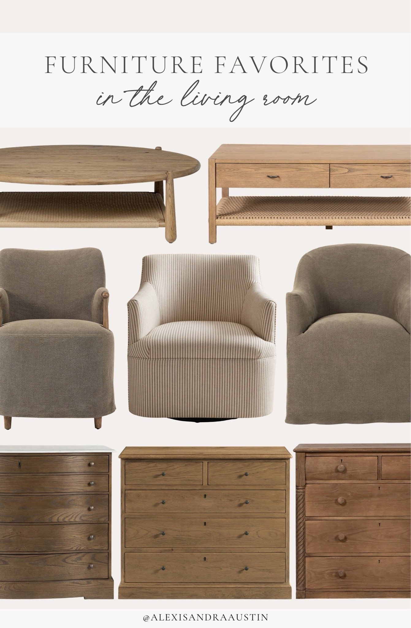 Neutral furniture favorites for the living room! Loving these classic pieces with clean lines that transition so well through each season. 

Home finds, neutral home inspo, furniture favorites, living room inspiration, accent chair, accent chest, neutral wood tones, coffee table, timeless furniture inspo, Four Hands furniture, upholstered details, McGee and Co, Amber Lewis, Pottery Barn style, shop the look!

#LTKSeasonal #LTKHome