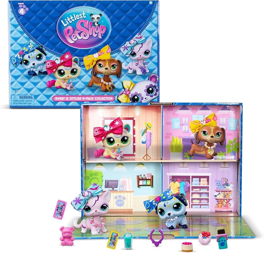 Littlest Pet Shop- Sweet & Stylish Bundle Set - Series 4 - Gen 7 Authentic LPS Bobble Head Toy Fi... | Amazon (US)