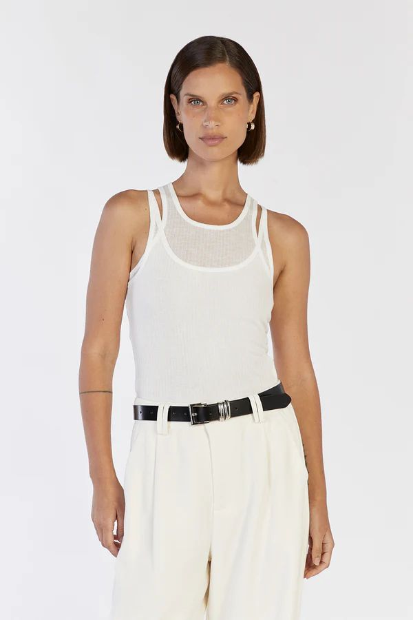 JUDE OFF WHITE SLEEVELESS LAYER TOP | DISSH