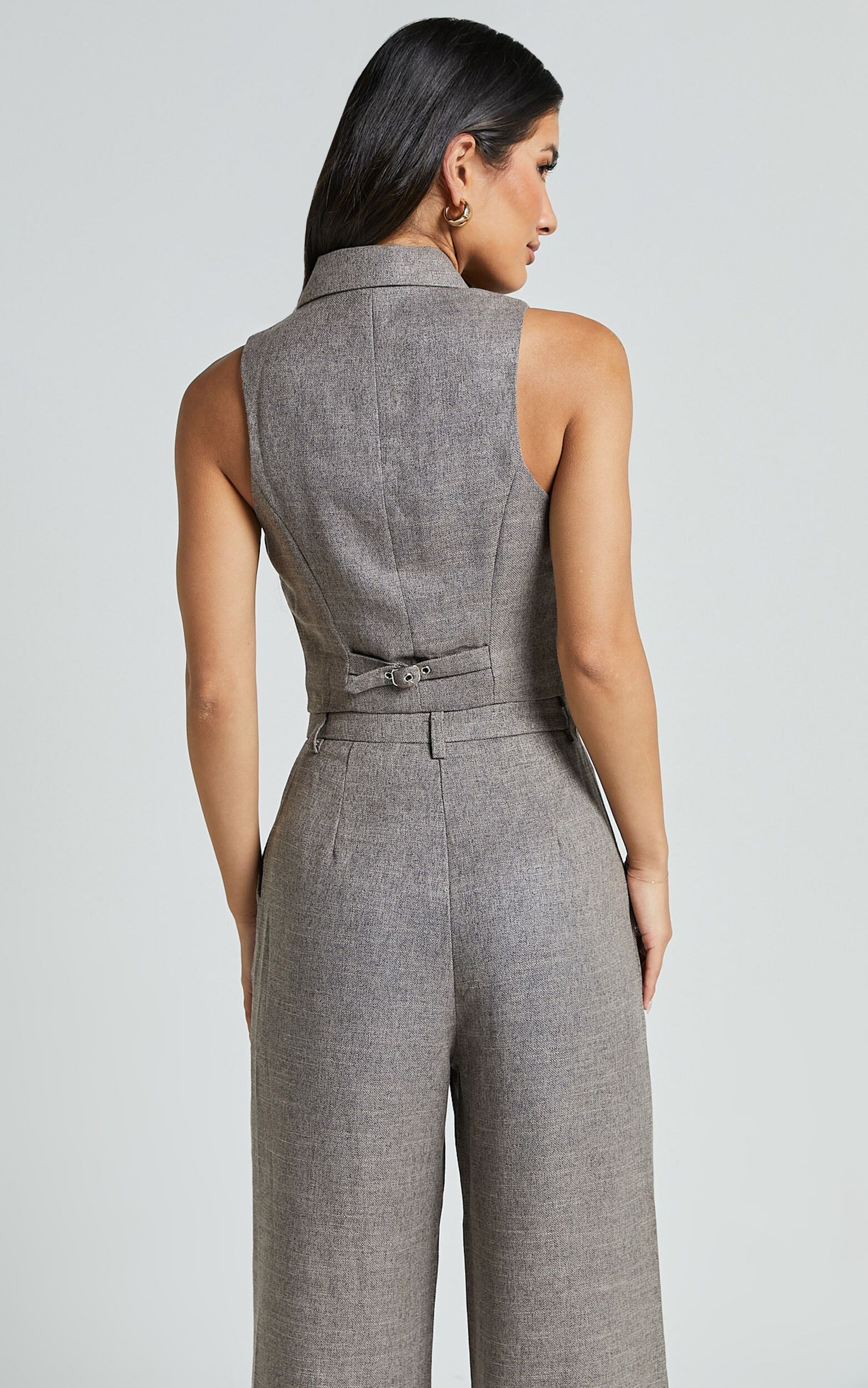 Andie Vest - Button Through Collared Vest in Grey | Showpo (ANZ)