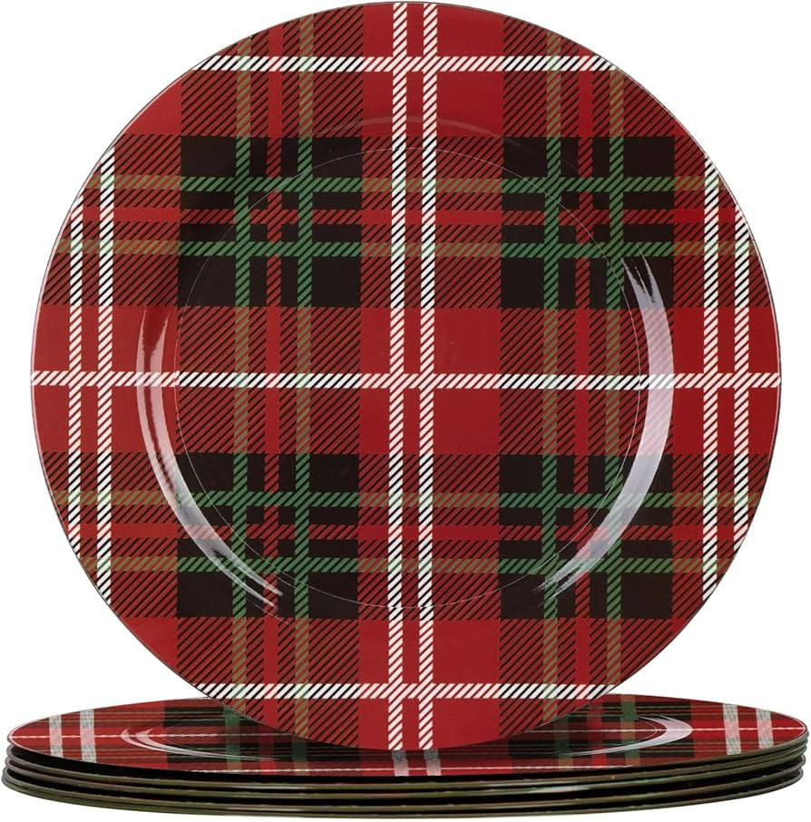MAONAME Red Charger Plates Set of 6, 13 Inch Plastic Chargers for Dinner Plates, Christmas Plate ... | Amazon (US)