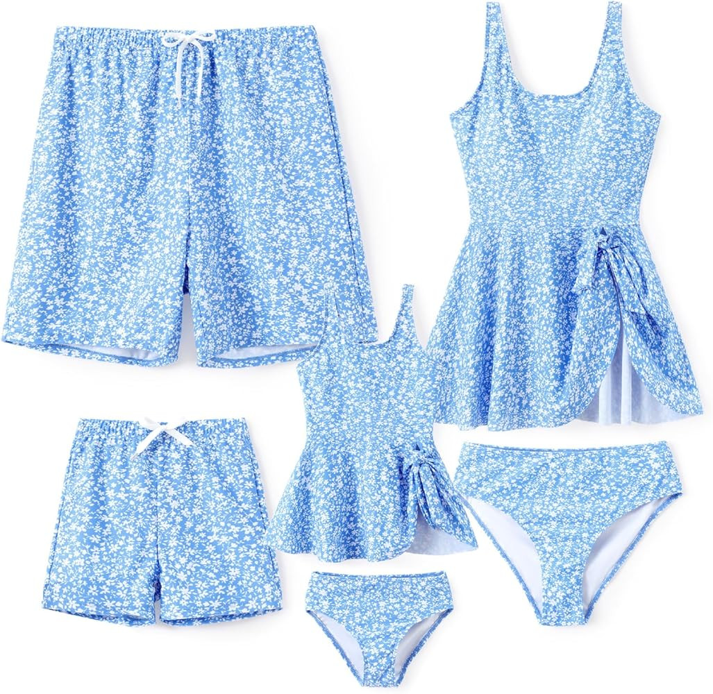 PATPAT Family Matching Swimwear Floral Pattern Tankini Swimsuits and Swim Trunks | Amazon (US)
