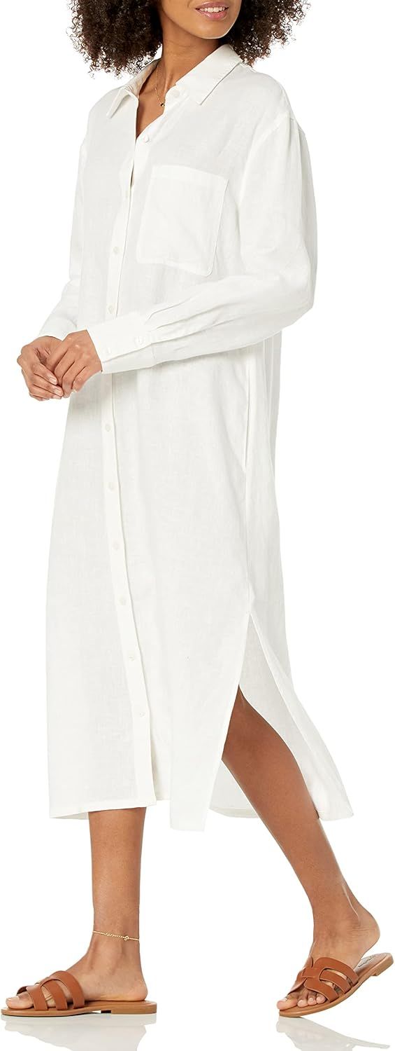 The Drop Women's Fiona Relaxed Linen Midi Shirt Dress | Amazon (US)
