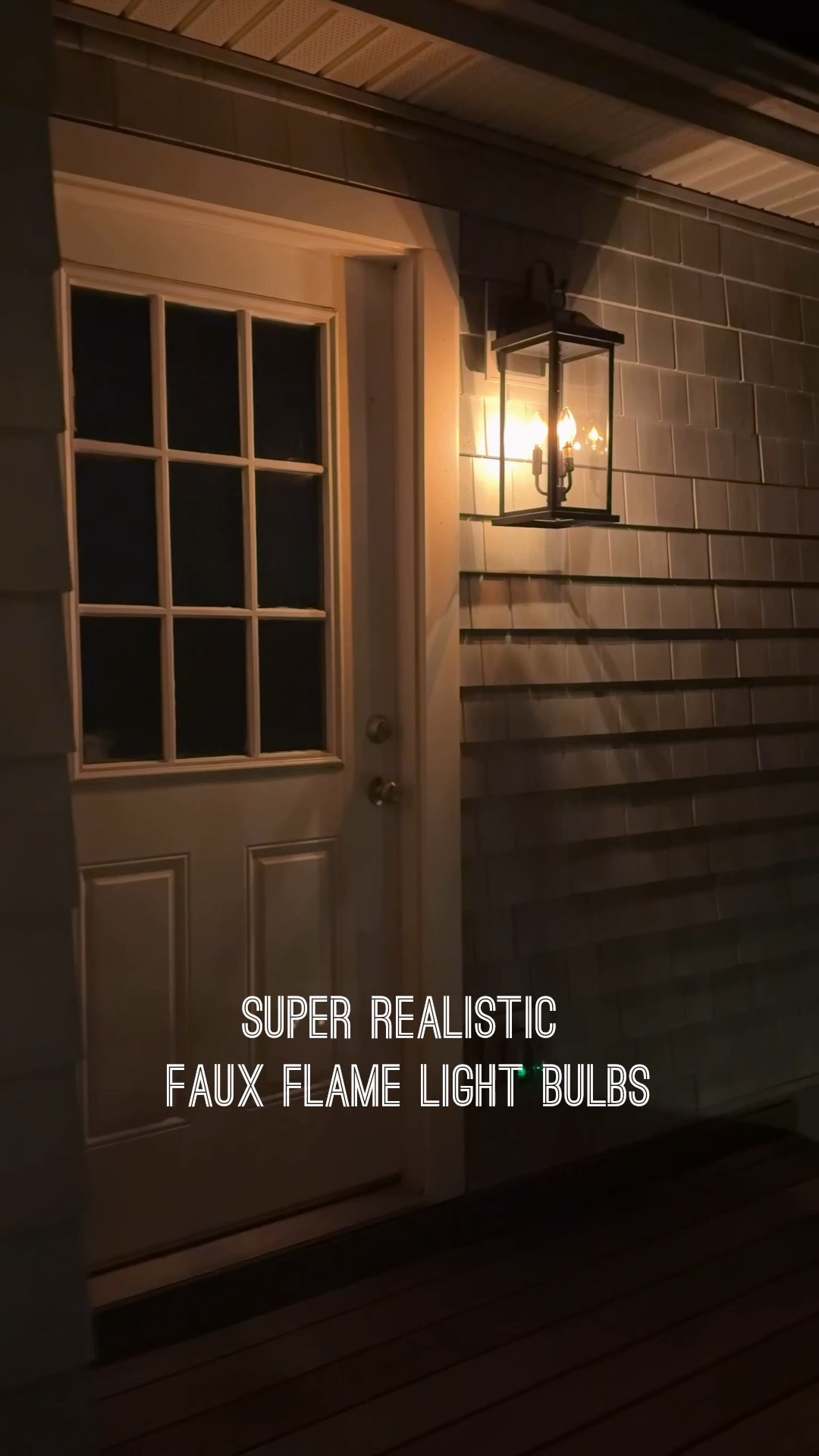 I cannot get over how real these faux flame light bulbs are!  They look like you have real gas light fixtures!  We’ve had neighbors come over and ask us how we got real flames on our lights lol!  #falldecor #outdoordecor #lightfixtures #cozy

#LTKSeasonal #LTKHome