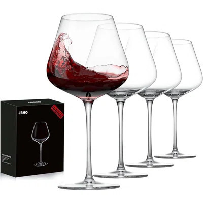 Set Of 4-21 Ounce Hand Blown Italian Style Crystal Burgundy Wine Glasses - Lead-Free Premium Crystal Clear Glass - Gift-Box For Any Occasion | Wayfair North America