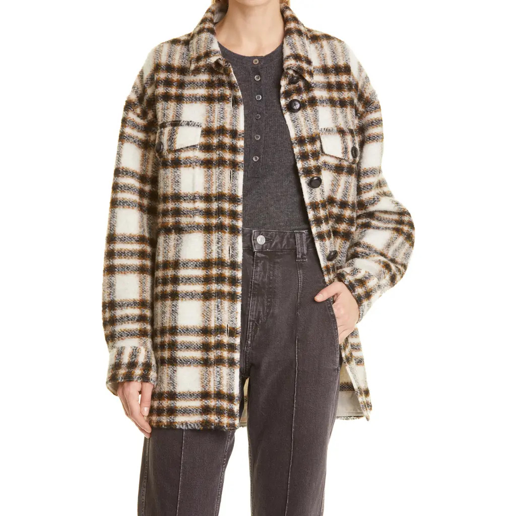 Isabel Marant Étoile Harveli Plaid Wool Blend Shirt Jacket in Ecru at Nordstrom Rack, Size 2 Us / 34 Fr | Nordstrom Rack