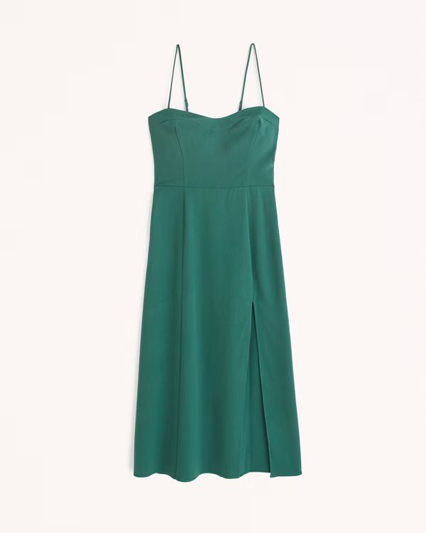 Luxe Crepe High-Slit Midi Dress | Abercrombie & Fitch (US)