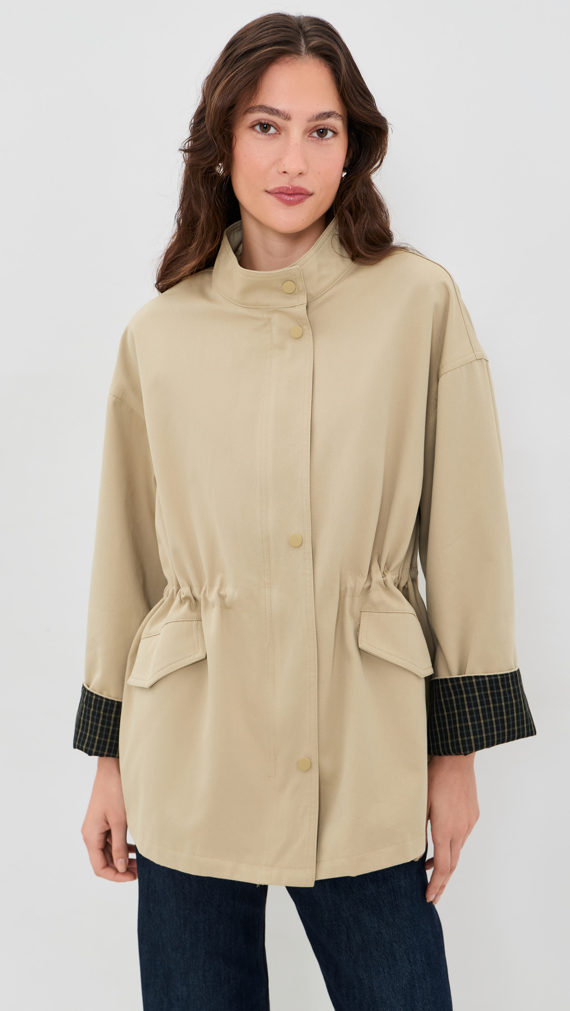 MAUDE CLUB Lake Trench Coat Tan Multi XS | Shopbop