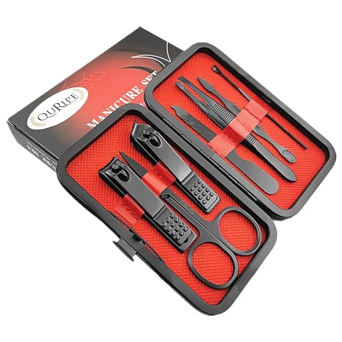 QURIPE 7pcs Manicure set, Nail Clippers Kit, Stainless Steel Manicure Kit, Nail Clipping Tools Po... | Amazon (US)