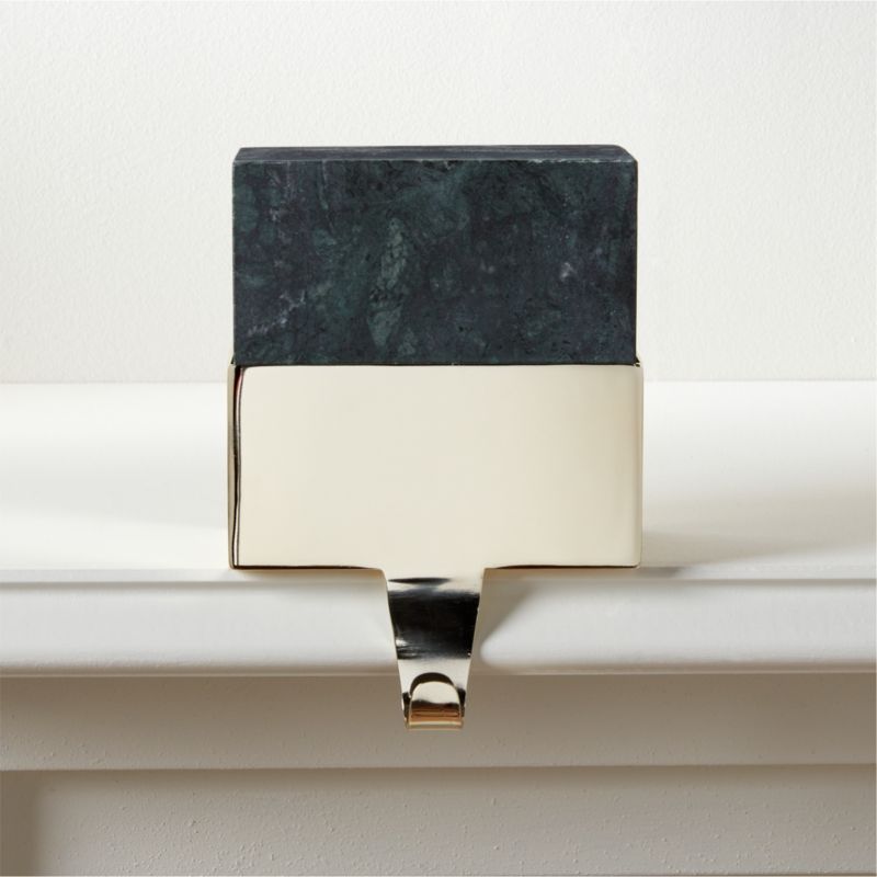 Modern Green and Gold Marble Stocking Holder | CB2 | CB2