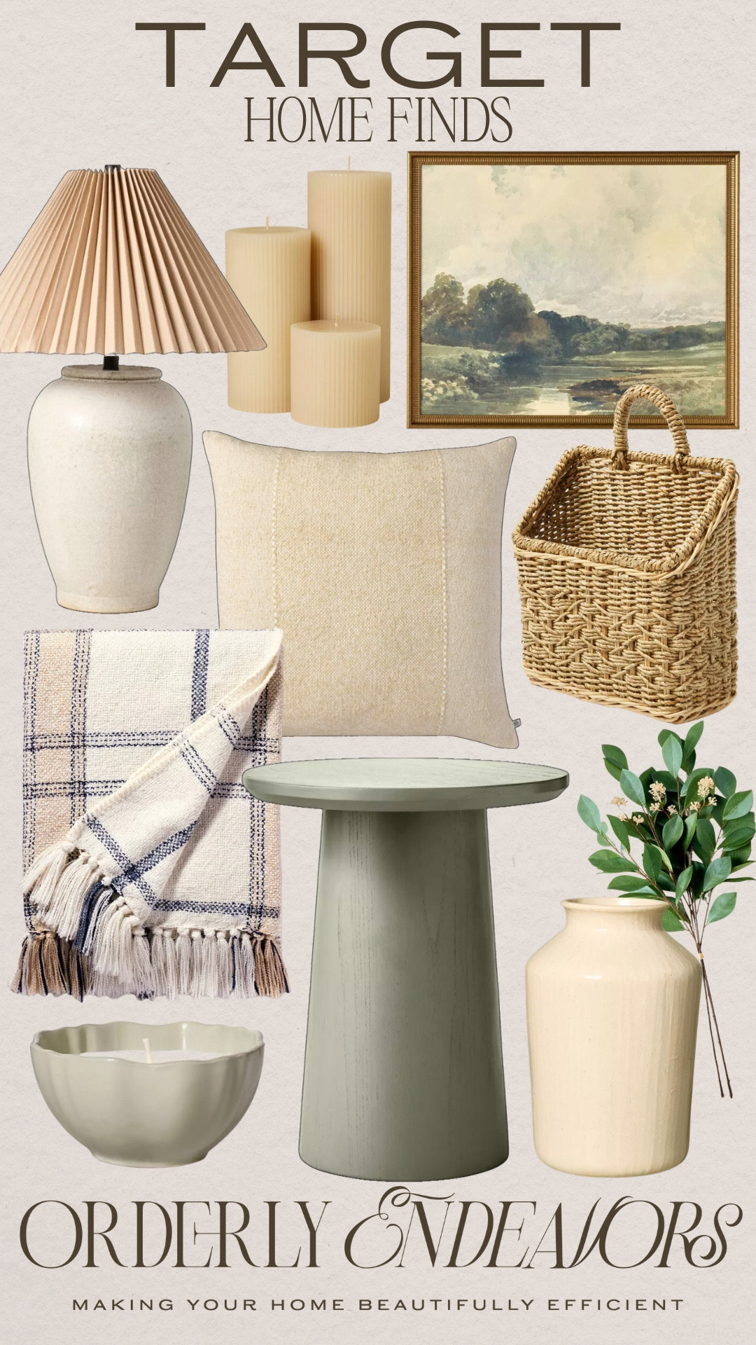 Target home finds include hanging basket, wall art, fluted candles, table lamp, throw blanket, side table, vase, greenery stem.

Home decor, Target finds, neutral home finds, home accents

#LTKStyleTip #LTKFindsUnder100 #LTKHome