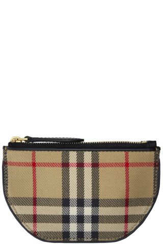 Burberry - Beige Olympia Check Coin Pouch | SSENSE