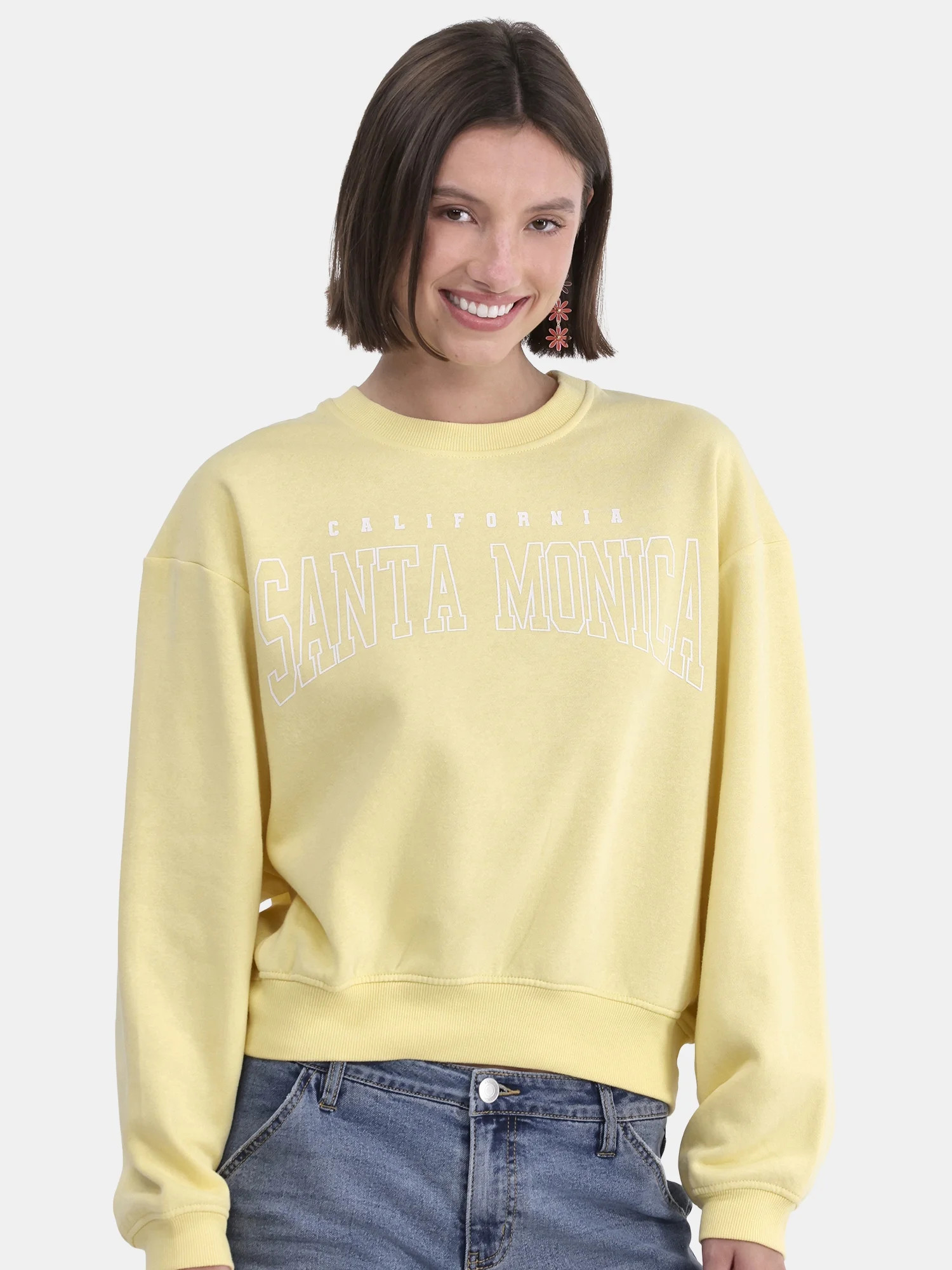 No Boundaries Graphic Crewneck Sweatshirt, Lightweight, Women's and Women’s Plus - Walmart.com | Walmart (US)
