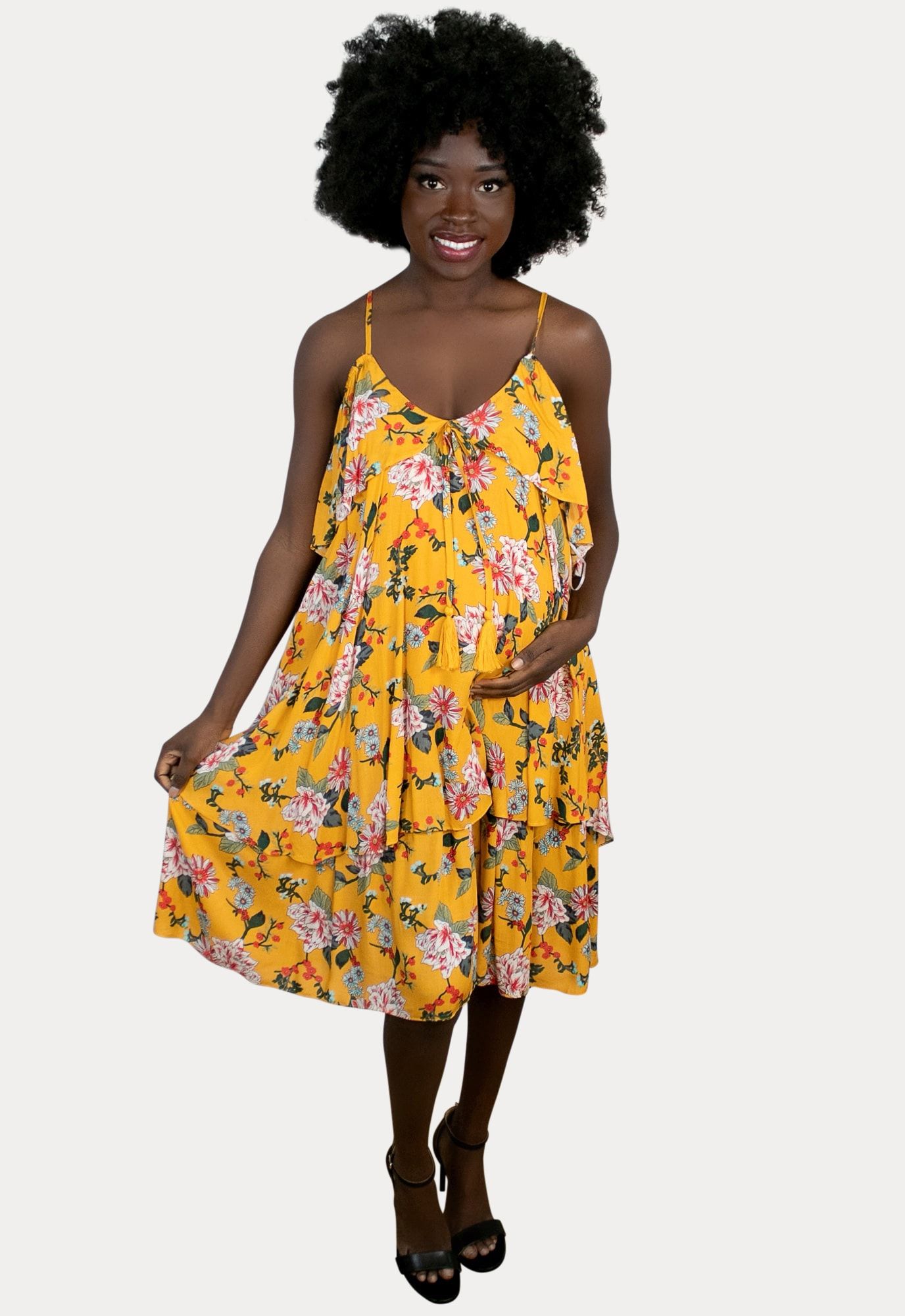 Yellow Floral Maternity Dress - Sexy Mama Maternity | Sexy Mama Maternity