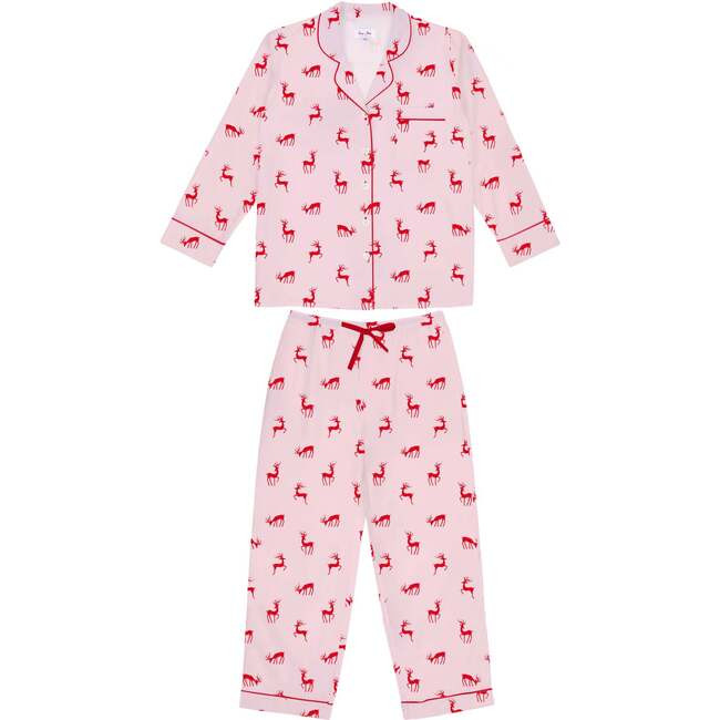 Sant and Abel | Women's Reindeer (Pink Long Pajama Set, Size Large) | Maisonette | Maisonette